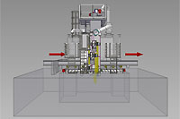 SciTeeX - Rollenbahn Strahlanlage vertikal, Schnitt